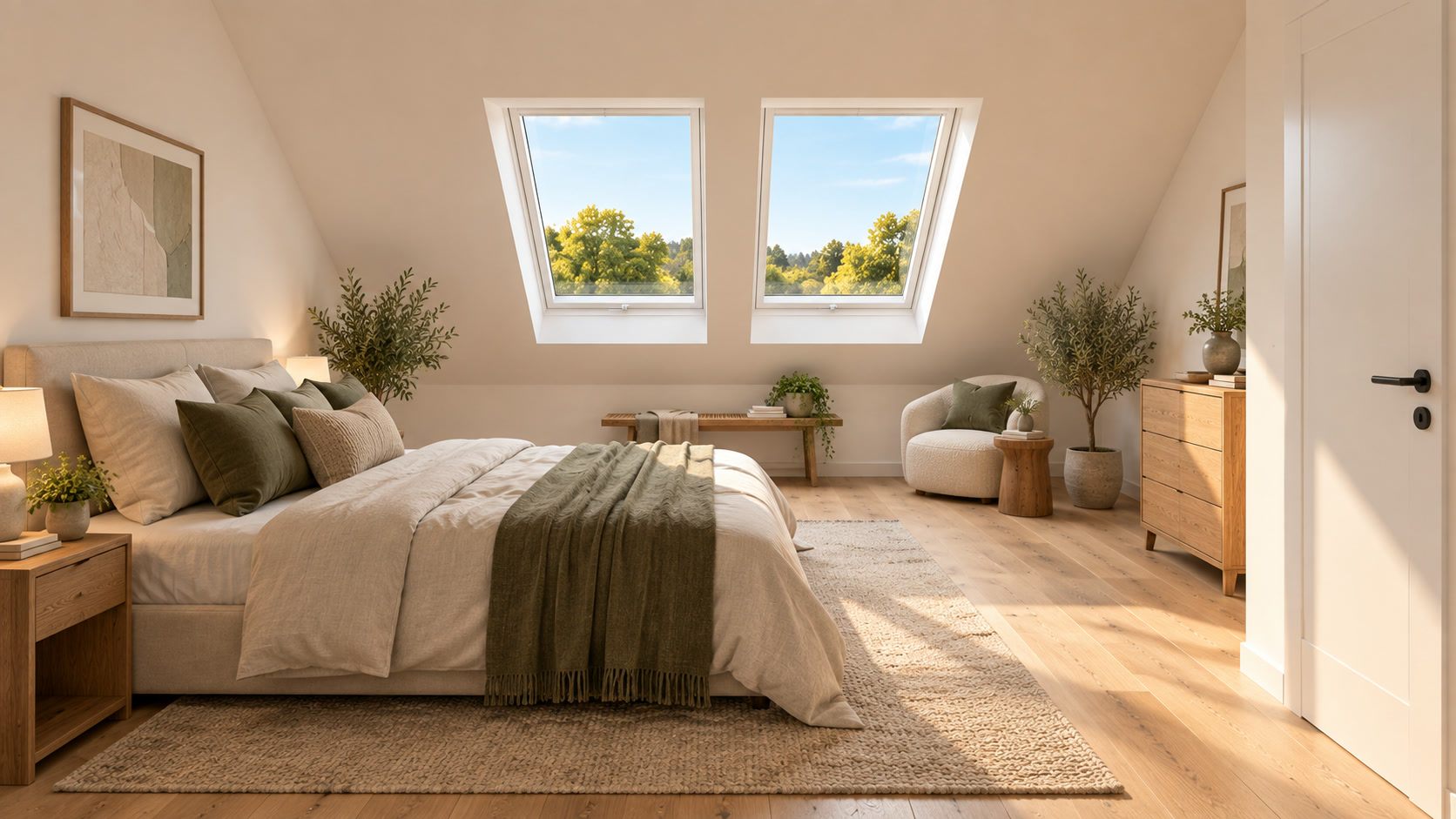 Einrichtungsvorschlag für das Schlafzimmer im Dachgeschoss